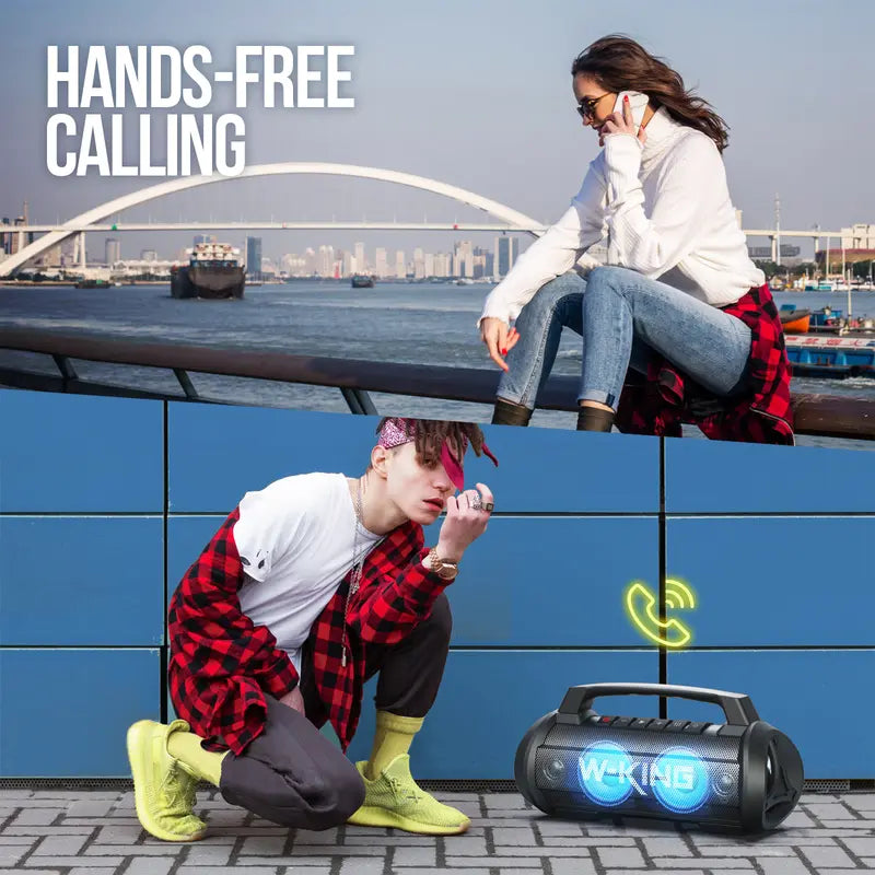 W-KING 70W Bluetooth Speaker Wireless Outdoor Speakers Bluetooth Loud Party Speaker Large Portable Waterproof Bluetooth Speakers with Subwoofer/Deep Bass/Dsp/Stereo Pairing/Eq/42H/Power Bank