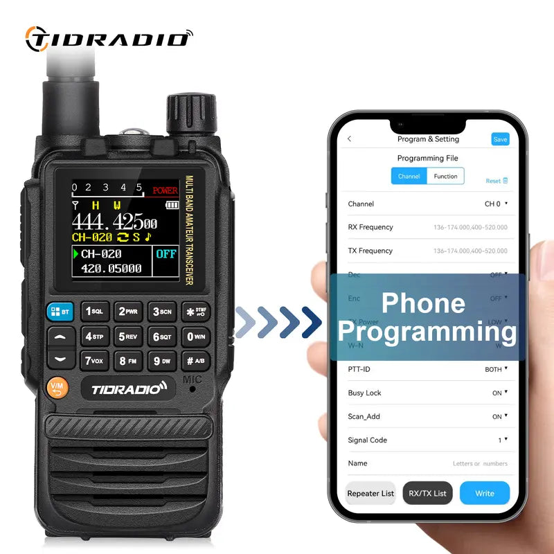 TIDRADIO TD-H3 GMRS&HAM Radio Handheld Long Range,Wireless Programming Multi-Band Receiving Two-Way Radio,Usb-C Programming & Charging,2500Mah Battery,Am/Fm Reception,Noaa VOX SCAN