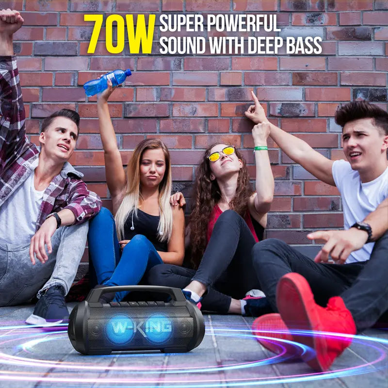W-KING 70W Bluetooth Speaker Wireless Outdoor Speakers Bluetooth Loud Party Speaker Large Portable Waterproof Bluetooth Speakers with Subwoofer/Deep Bass/Dsp/Stereo Pairing/Eq/42H/Power Bank