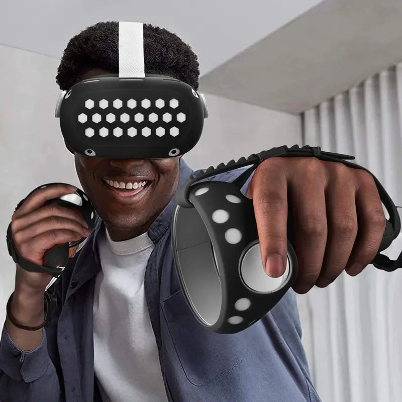 VR Gaming Device Protective Case Kit for Oculus Quest 2, Includes Face Cover, Controller Grip Cover, Lens Cover, Wearable Accessories, Male Game Room Accessories
