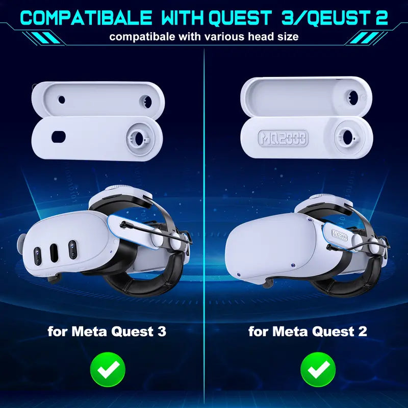 ESYWEN Head Strap for Oculus Quest 2 & 3 Accessories,With 7500Mah Rechargeable Battery, VR Accessories Adjustable Elite Strap for Oculus Quest 2 & 3 VR Headset