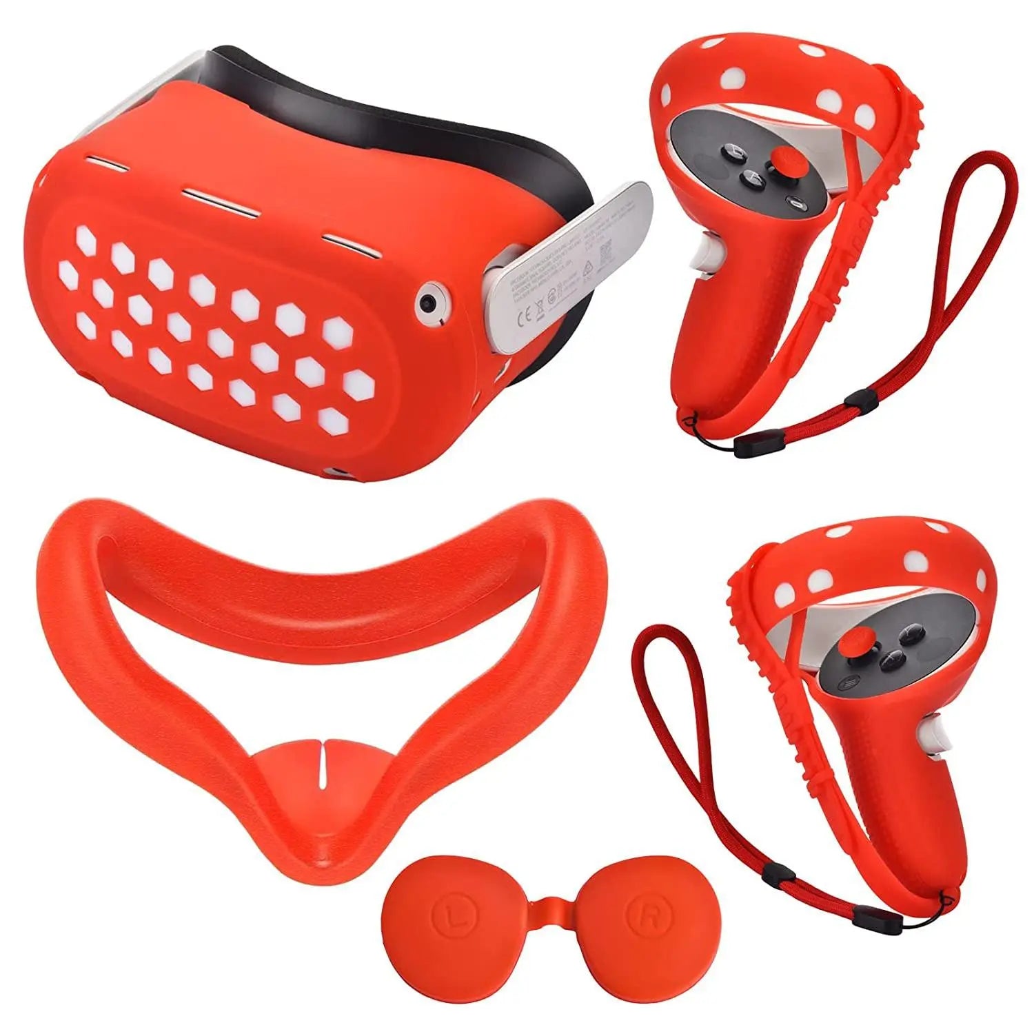 VR Gaming Device Protective Case Kit for Oculus Quest 2, Includes Face Cover, Controller Grip Cover, Lens Cover, Wearable Accessories, Male Game Room Accessories