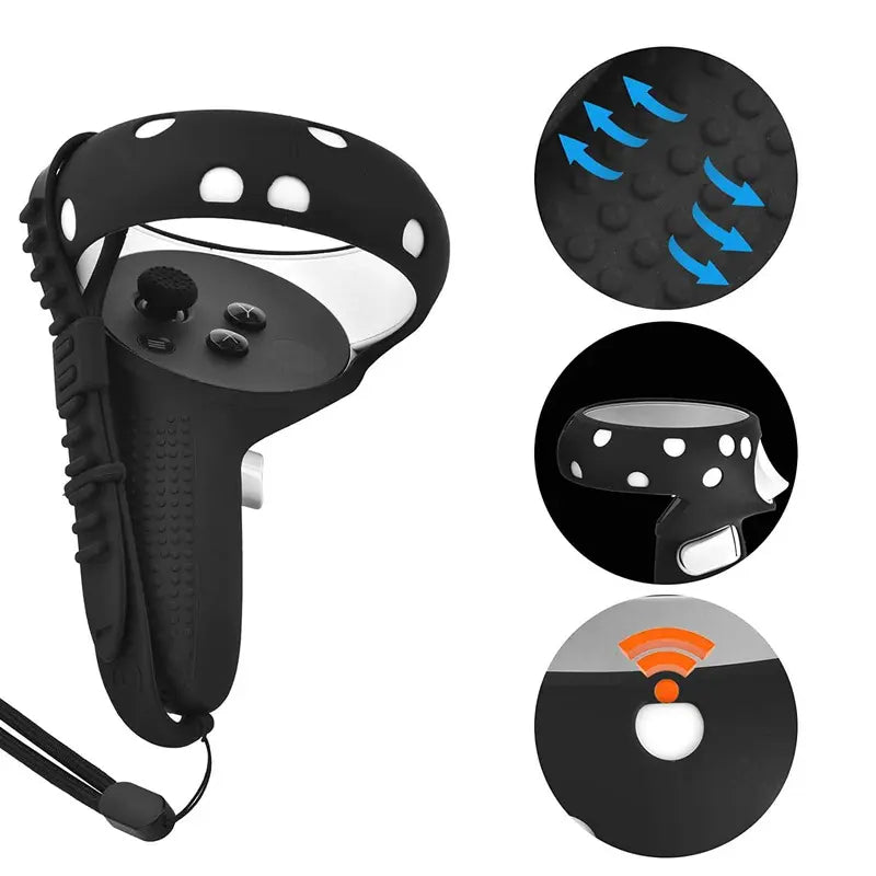 VR Gaming Device Protective Case Kit for Oculus Quest 2, Includes Face Cover, Controller Grip Cover, Lens Cover, Wearable Accessories, Male Game Room Accessories