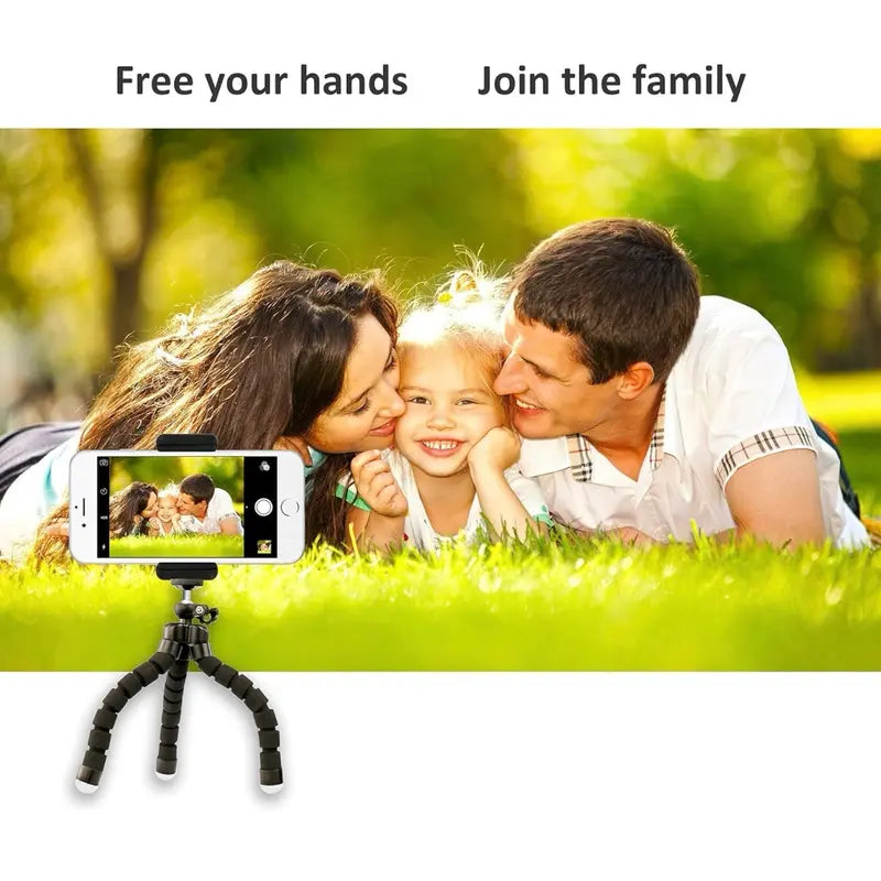 Flexible Mini Phone Tripod, Portable and Adjustable Camera Stand Holder with Wireless Remote and Universal Clip, Compatible with Cellphones, Sports Cameras