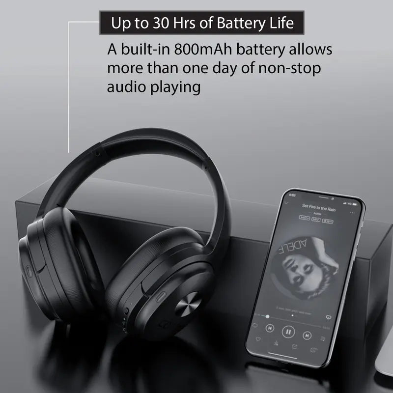 SE7 Hybrid Active Noise Cancelling Headphones, Bluetooth Wireless Headphones, over Ear Bluetooth Headphones with ENC Clear Calls, Bluetooth 5.2, Deep Bass, 30Hrs for Talk/Music/Work