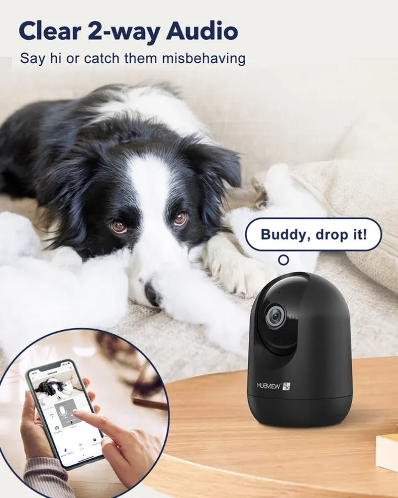 MUBVIEW PK320B Indoor 24/7 Monitoring PTZ Wired Security Camera in Black