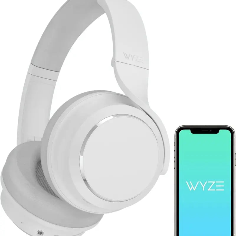 Wyze Headphones — #1 Over-Ear Headphones on Tiktok, 40Db Active Noise Cancelling Bluetooth Earphones, Transparency Mode, Great Bass, Custom EQ in App, Microphone, Foldable, Lightweight, Alexa Built-In, W/ Aux Cord, Android Ios Audio Black Sweat Resistant