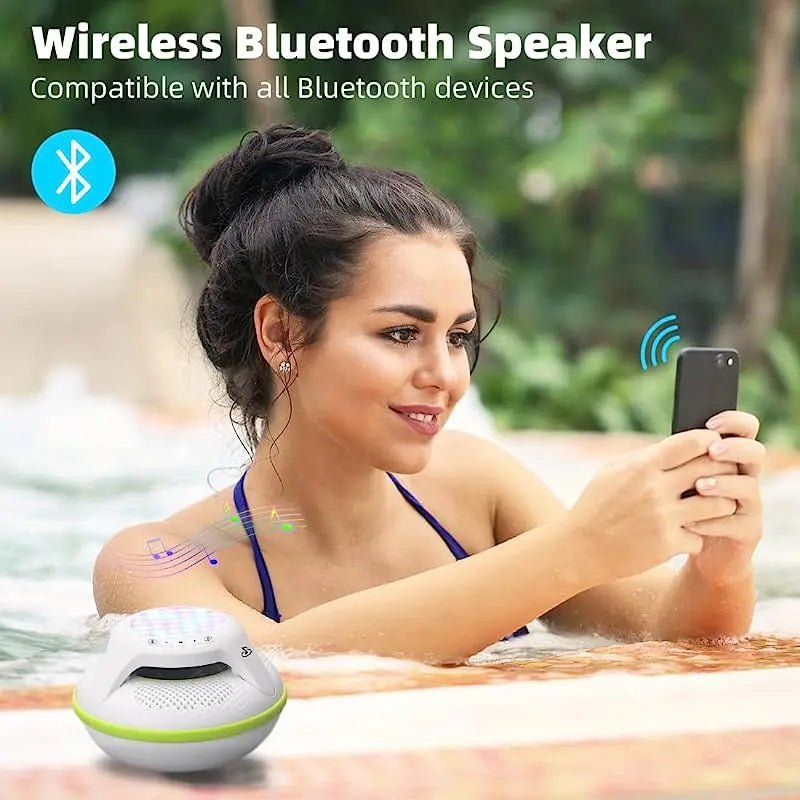 Waterproof Bluetooth Speaker,Swfoer Shower Speakers Bluetooth Wireless Waterproof IPX7 Pool Floating with BT 5.0 Multi-Lights for Hot Tub Pool Bathroom Gift for Baby Adults (Green)