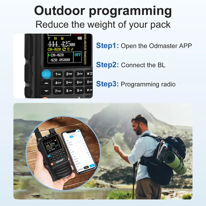 TIDRADIO TD-H3 GMRS&HAM Radio Handheld Long Range,Wireless Programming Multi-Band Receiving Two-Way Radio,Usb-C Programming & Charging,2500Mah Battery,Am/Fm Reception,Noaa VOX SCAN