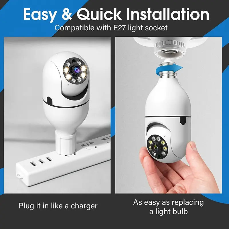 WESECUU Bulb Security Camera - HD 3 Megapixel Home Camera - 2.4G/5Ghz Wifi Compatible Surveillance Camera for Home, Elderly Kids and Pets Surveillance - Perfect for Enhanced Security,Securitycamera Viral Lightbulb