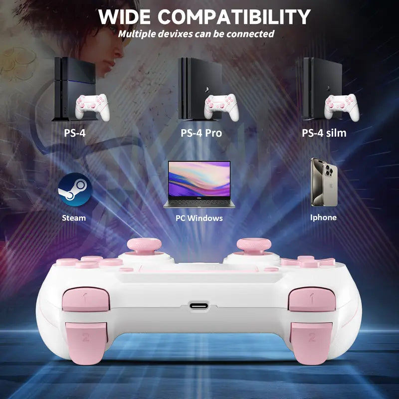 STARONE Wireless Elite Controller for PS4, Custom Design V2 Gamepad Joystick for PS4 with Non-Slip Grip of Both Sides and 3.5Mm Audio Jack! Thumb Caps Included! (Pink-White) Iphone Elite Controller Controllerspaddles Free Shipping