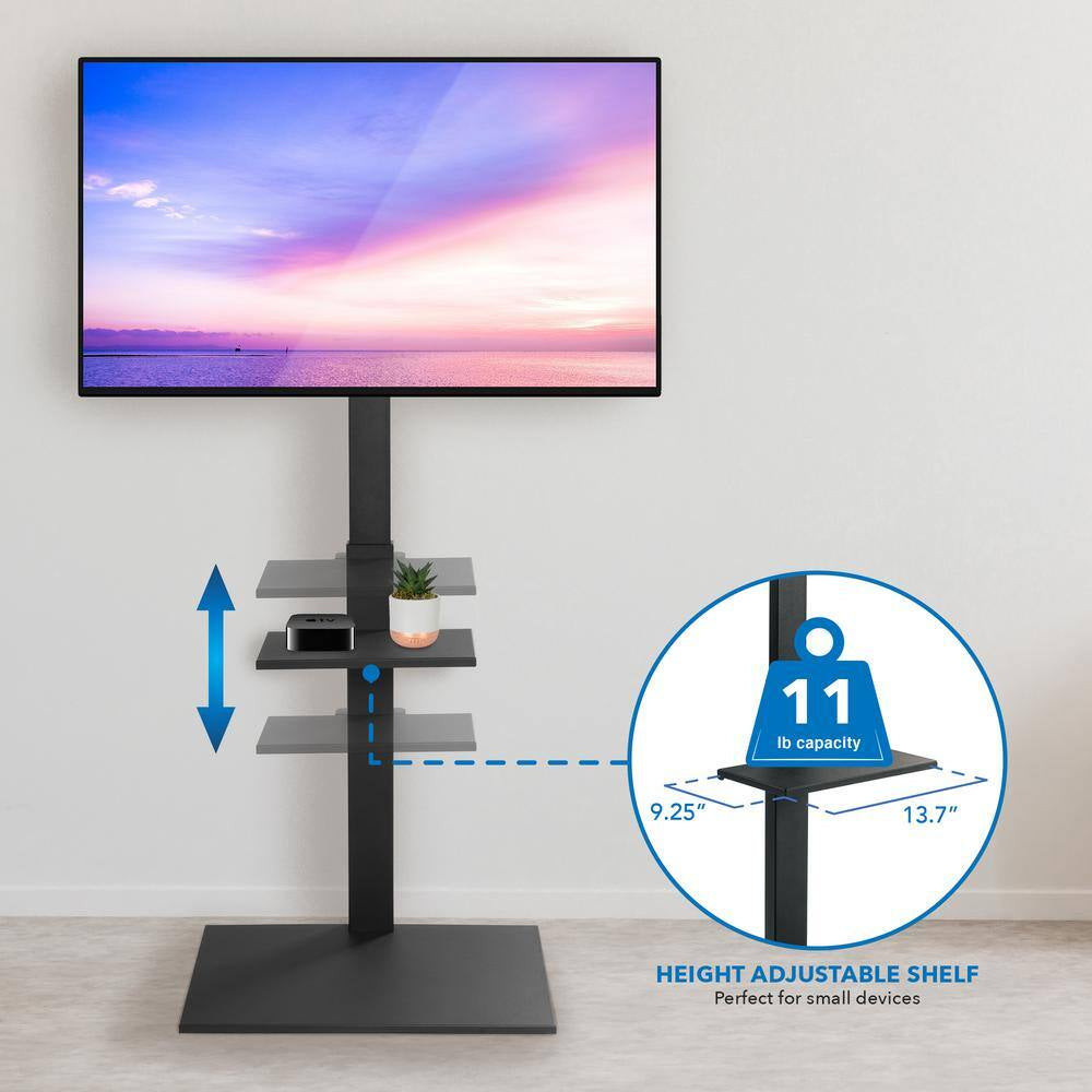 Height Adjustable TV Stand with Shelf for 23 In. and to 55 In.