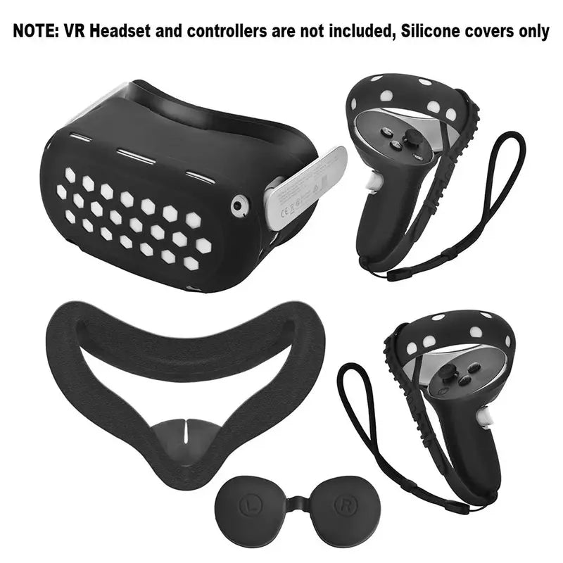 VR Gaming Device Protective Case Kit for Oculus Quest 2, Includes Face Cover, Controller Grip Cover, Lens Cover, Wearable Accessories, Male Game Room Accessories