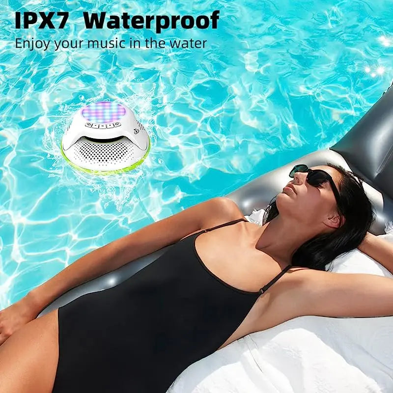 Waterproof Bluetooth Speaker,Swfoer Shower Speakers Bluetooth Wireless Waterproof IPX7 Pool Floating with BT 5.0 Multi-Lights for Hot Tub Pool Bathroom Gift for Baby Adults (Green)