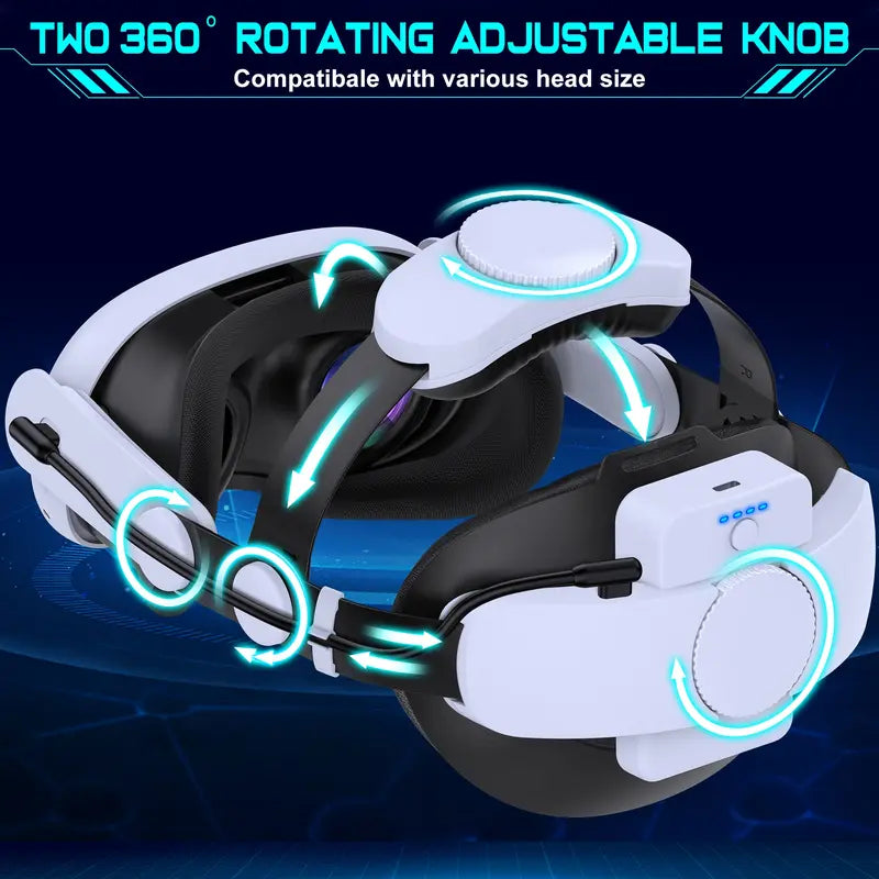 ESYWEN Head Strap for Oculus Quest 2 & 3 Accessories,With 7500Mah Rechargeable Battery, VR Accessories Adjustable Elite Strap for Oculus Quest 2 & 3 VR Headset