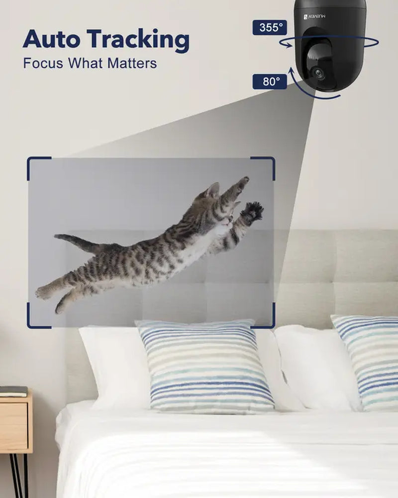 MUBVIEW PK320B Indoor 24/7 Monitoring PTZ Wired Security Camera in Black