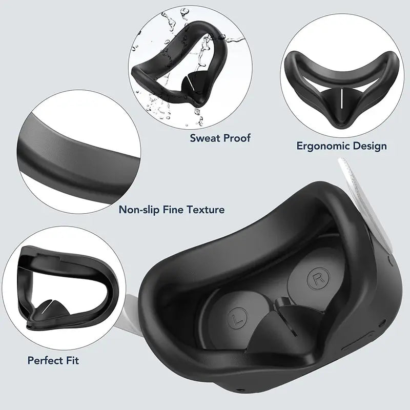 VR Gaming Device Protective Case Kit for Oculus Quest 2, Includes Face Cover, Controller Grip Cover, Lens Cover, Wearable Accessories, Male Game Room Accessories