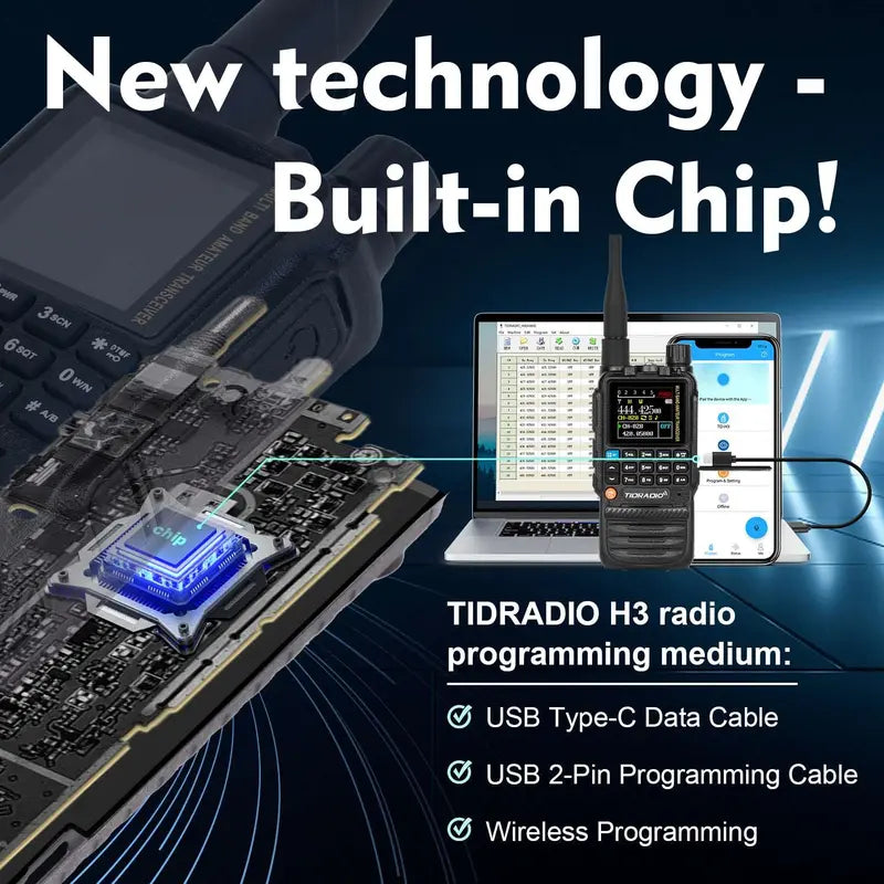 TIDRADIO TD-H3 GMRS&HAM Radio Handheld Long Range,Wireless Programming Multi-Band Receiving Two-Way Radio,Usb-C Programming & Charging,2500Mah Battery,Am/Fm Reception,Noaa VOX SCAN