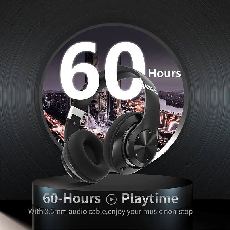 Wireless Bluetooth Headphones Over-Ear, 60H Playtime Foldable and Wired Stereo Headset Hifi Stereo Sound with 6 EQ Modes