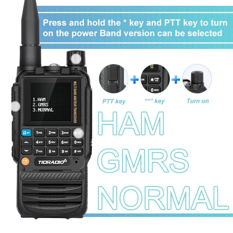 TIDRADIO TD-H3 GMRS&HAM Radio Handheld Long Range,Wireless Programming Multi-Band Receiving Two-Way Radio,Usb-C Programming & Charging,2500Mah Battery,Am/Fm Reception,Noaa VOX SCAN