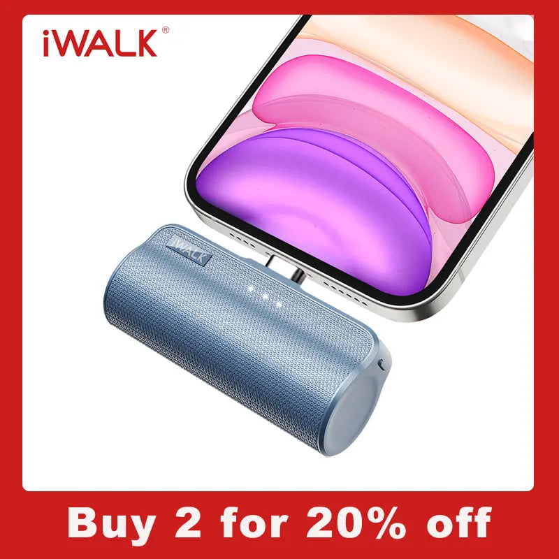 Iwalk Portable Charger with Built in Plug, 3350Mah Tiny Power Bank Small Battery Pack Compatible with Iphone 14/14 Pro/13/13 Pro/12/12 Pro/11/Xr/Xs/X/8/7/6,Airpods