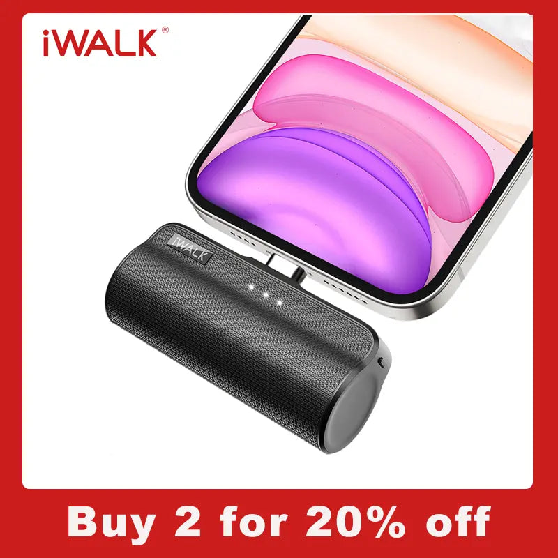 Iwalk Portable Charger with Built in Plug, 3350Mah Tiny Power Bank Small Battery Pack Compatible with Iphone 14/14 Pro/13/13 Pro/12/12 Pro/11/Xr/Xs/X/8/7/6,Airpods