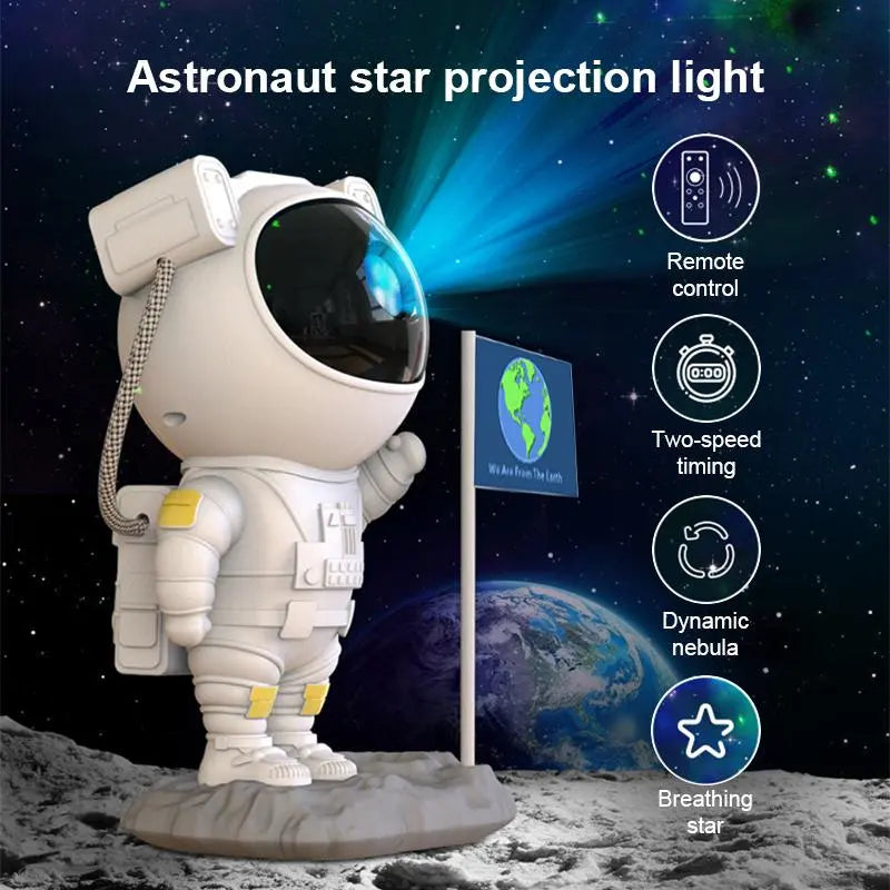 Astronaut & Flag Design Bluetooth-Compatible Speaker Projector (1 Piece), Astronaut Star Projector Lamp with Remote Control, Portable Projector Night Light for Bedroom, Game Room, KTV Decoration