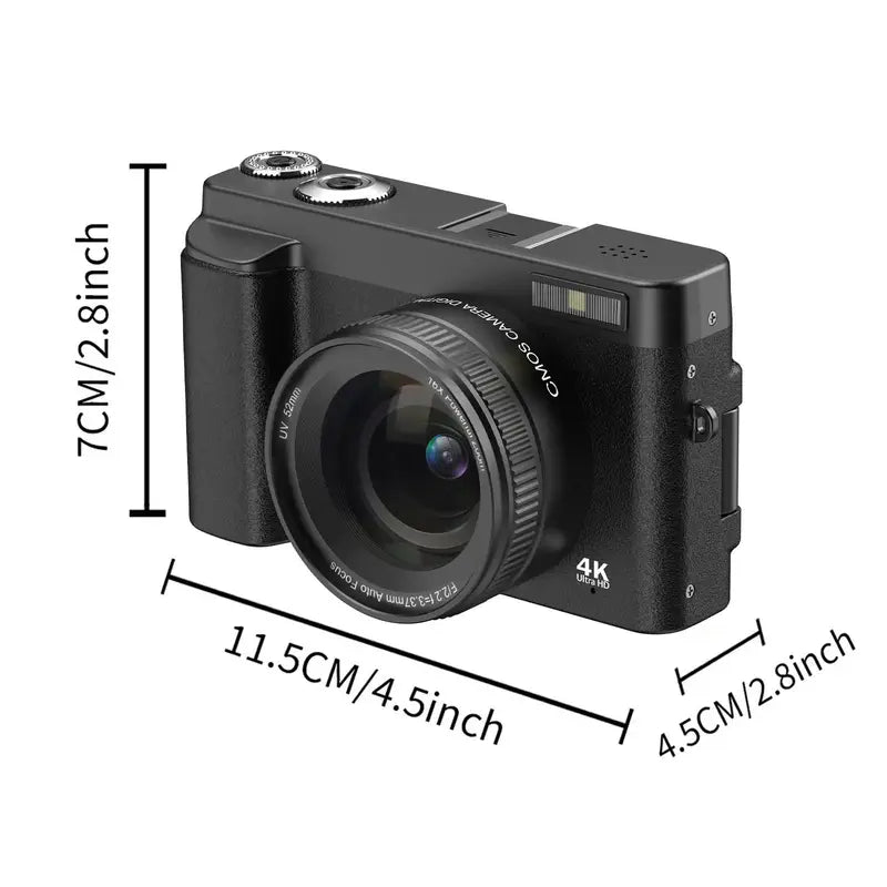 DC101 4K Digital Cameras, Auto Focus 48MP Digital Camera, 16X Magnification Video Camera with 32G Memory Card, 4K Video Recording 180° Flippable Display Camera, Electronics Cameras, Summer Gifts 2024