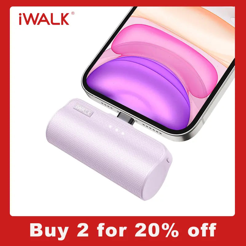 Iwalk Portable Charger with Built in Plug, 3350Mah Tiny Power Bank Small Battery Pack Compatible with Iphone 14/14 Pro/13/13 Pro/12/12 Pro/11/Xr/Xs/X/8/7/6,Airpods