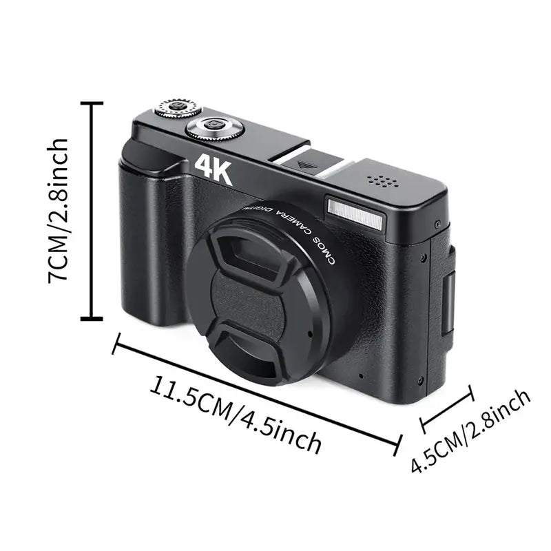 DC101 4K Digital Cameras, Auto Focus 48MP Digital Camera, 16X Magnification Video Camera with 32G Memory Card, 4K Video Recording 180° Flippable Display Camera, Electronics Cameras, Summer Gifts 2024