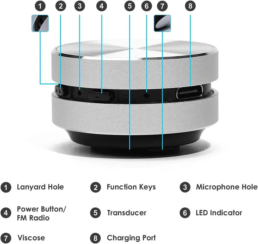 Mini Bone Conduction Speaker with Magnetic Stickers, Make Anything into Speaker Humbird Speaker Wireless Bass Sound for Travel, Silver Audio Bluetooth Compact Metal Plastic Stereo Birthday Device