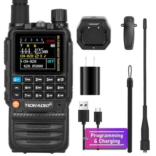 TIDRADIO TD-H3 GMRS&HAM Radio Handheld Long Range,Wireless Programming Multi-Band Receiving Two-Way Radio,Usb-C Programming & Charging,2500Mah Battery,Am/Fm Reception,Noaa VOX SCAN