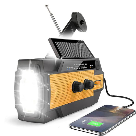 Solar Powered Emergency Hand Crank Radio, Summer 4000Mah Hand Crank FM/AM Radio with Flashlight, Weather Alert Audio Radio Tools, Phone Charger